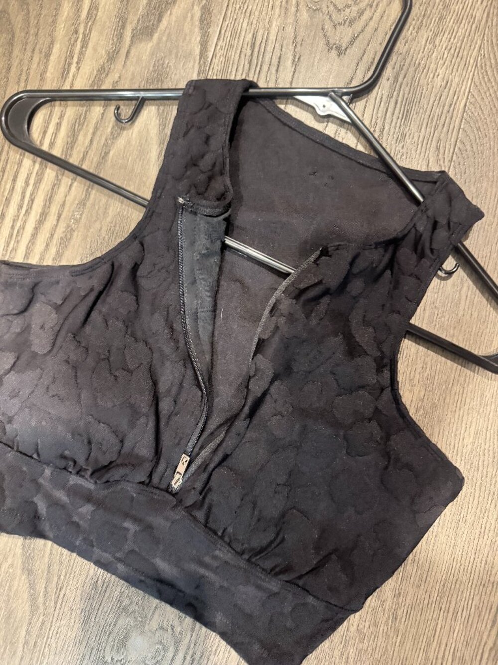 Buff Bunny - Zip Up Sports Bra (Black Leopard Print)